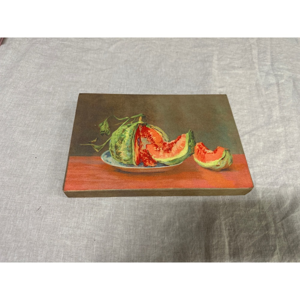 Creative Co-Op Still Life Sliced Melon Canvas Wall Art 8x6 Rustic Kitchen Decor